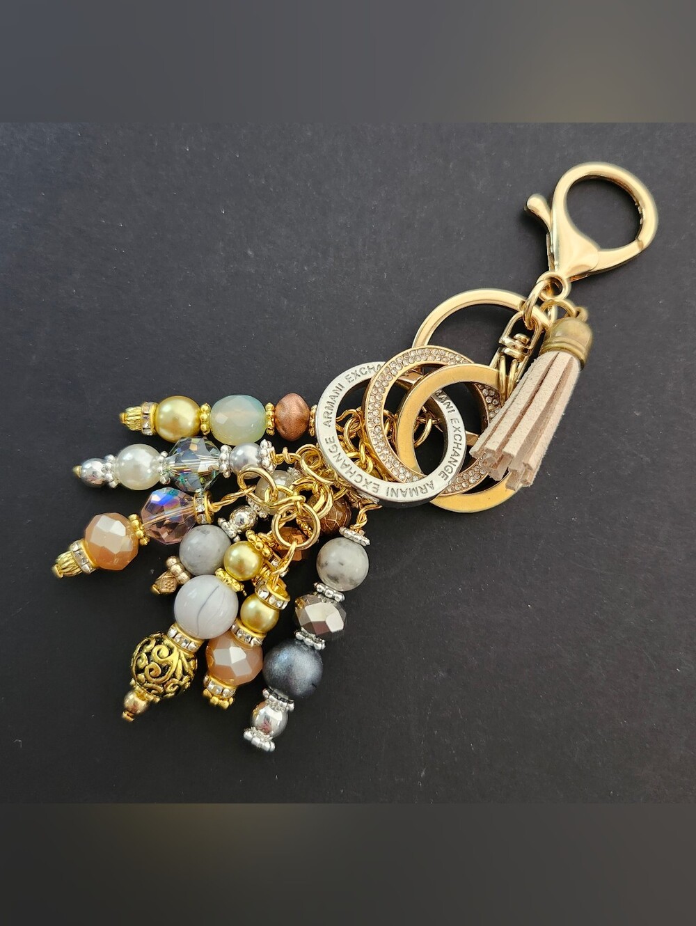Armani Exchange-inspired Purse Charm or Keychain Agate Jasper Handcrafted